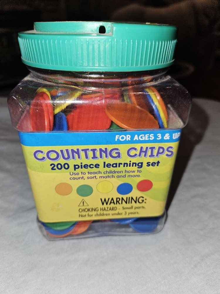 Vintage 198 Piece Learning Playground Counting Chips Set Plastic Chips