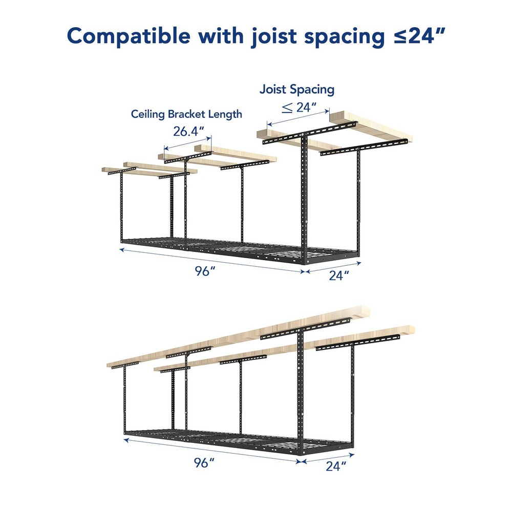 2x8 Garage Storage Rack, Adjustable Overhead Storage Organization System, Hea...