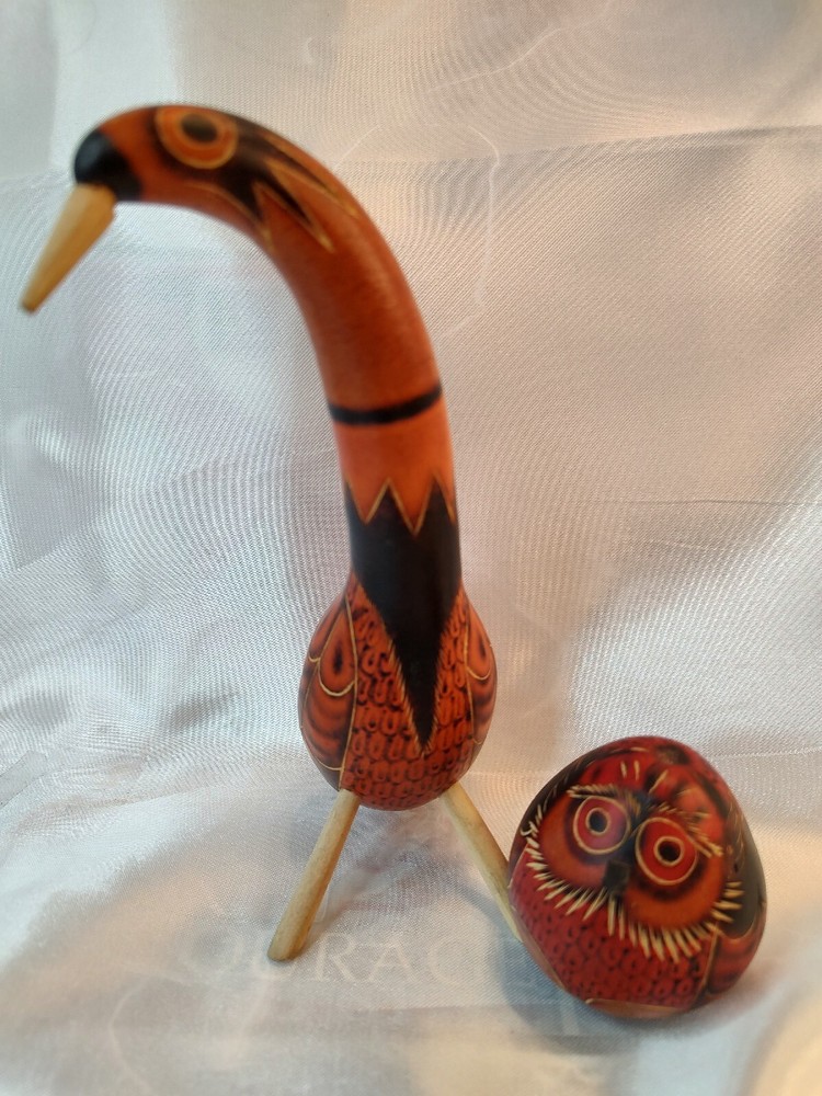 Hand Painted Bird Gourd Art