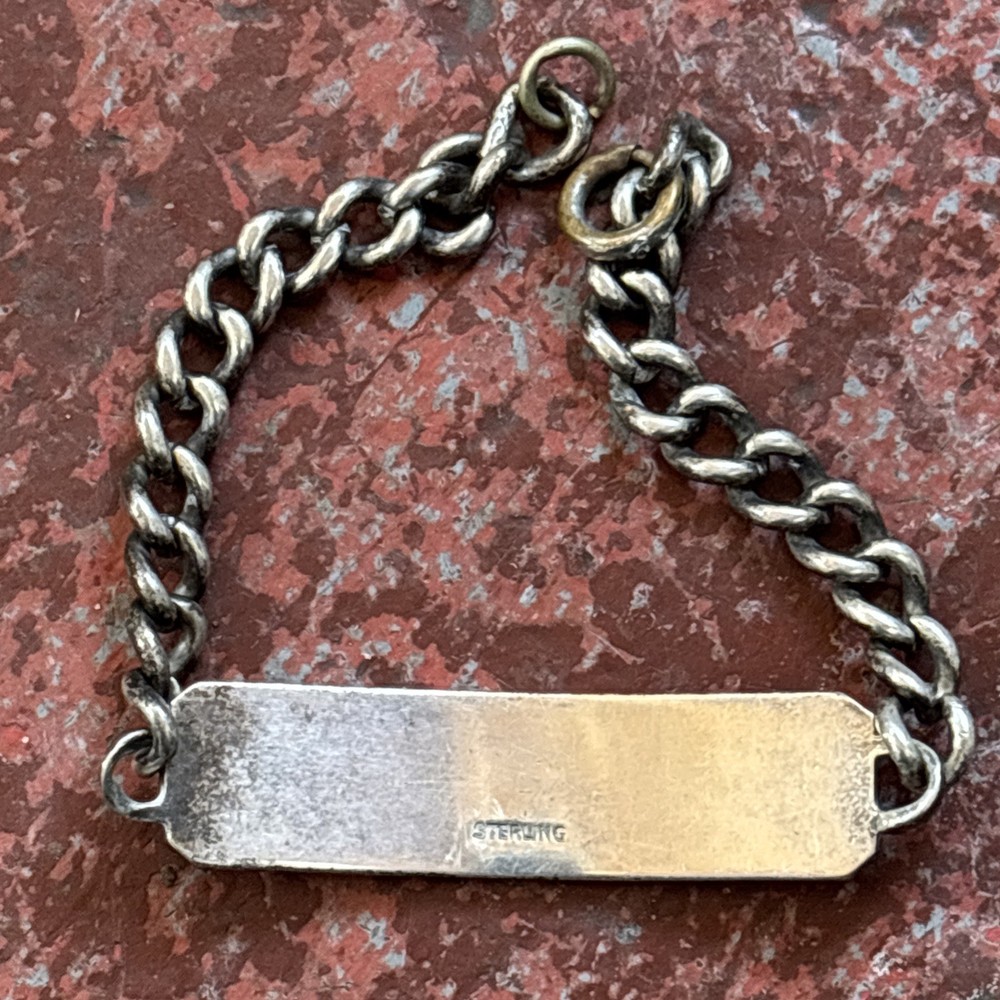 Ww2 Sterling Identification Bracelet Engraved Vintage Sterling Silver
