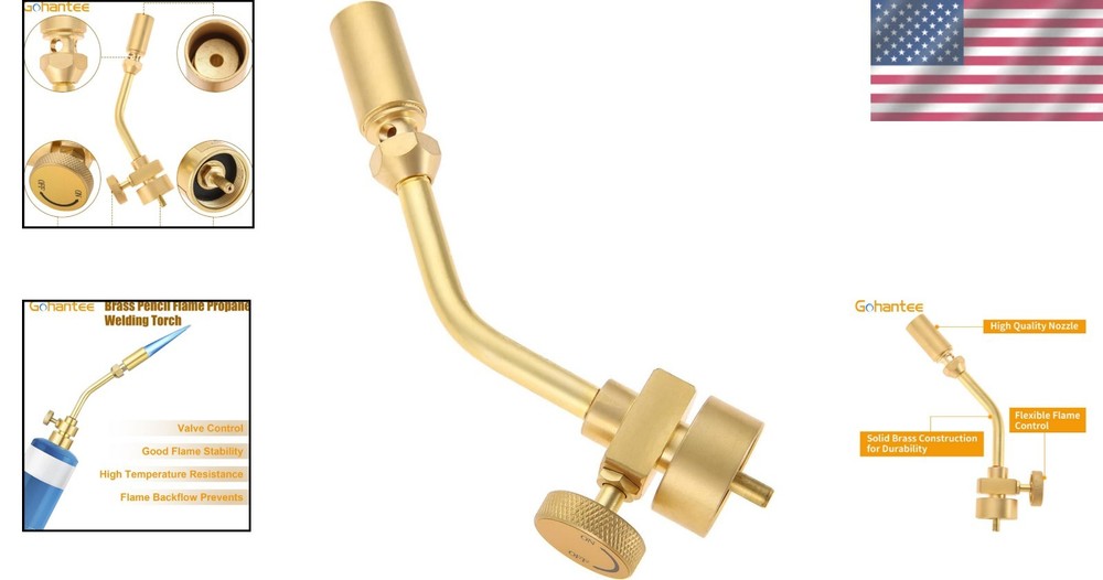 Upgraded Brass Propane Torch Head with Flame Control - 1350°C Max Temperature