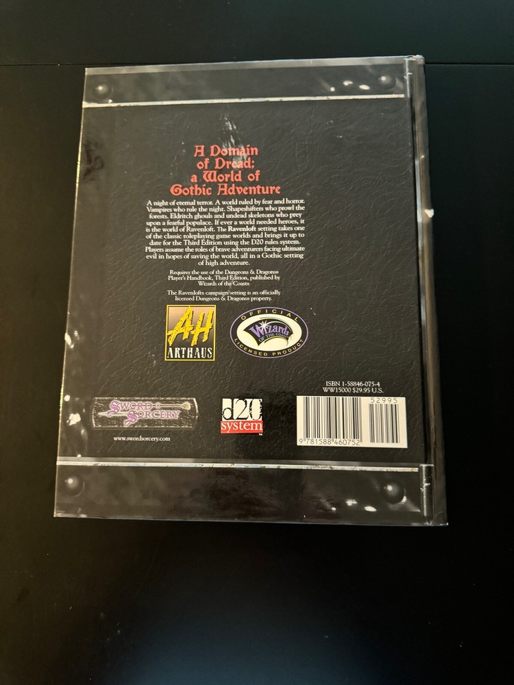 Sword & Sorcery Ravenloft d20 Core Rulebook HC EXMT BX 936