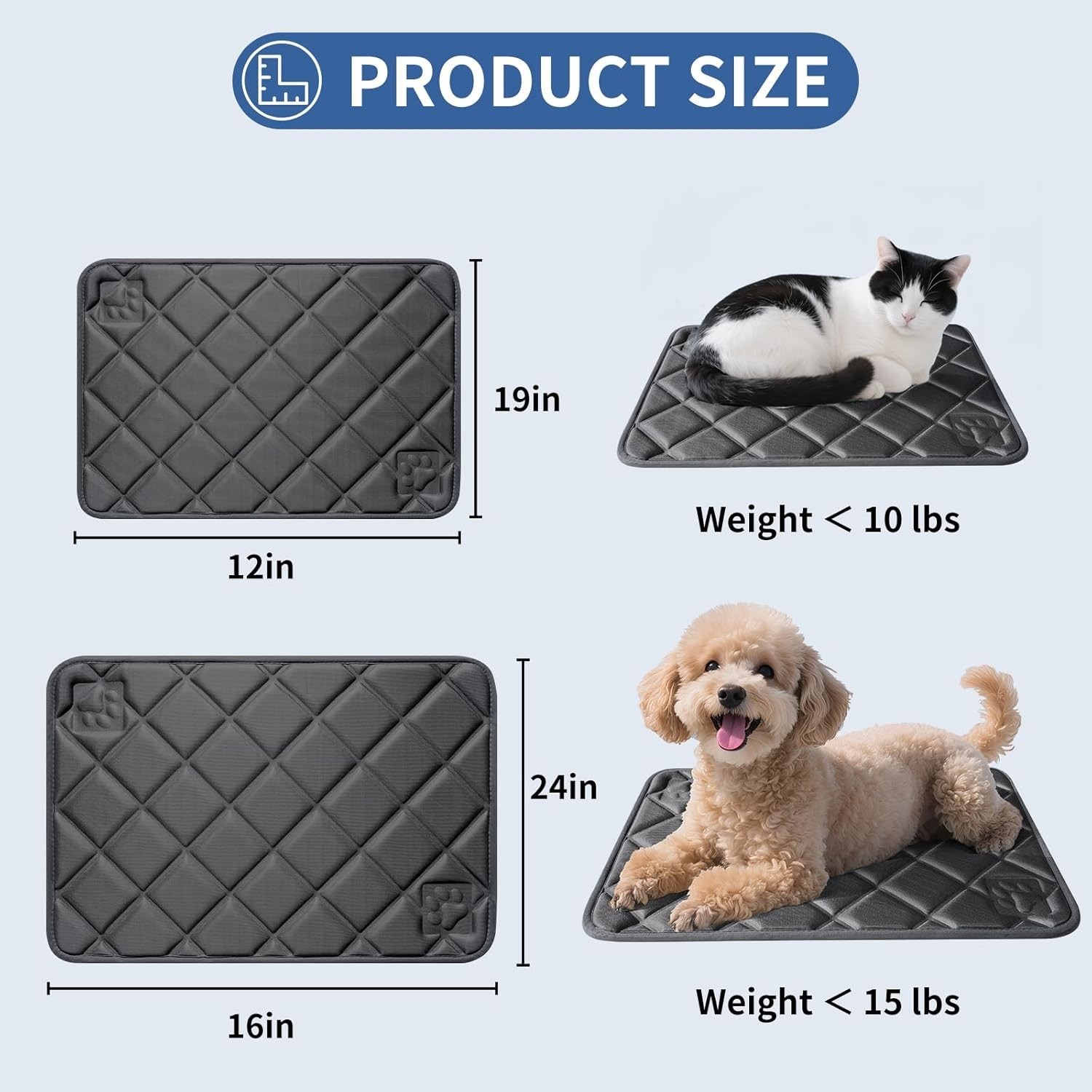Dog Cooling Mat, Ice Silk Self Cool Pad for Dogs and Cats (35"x24", Black)