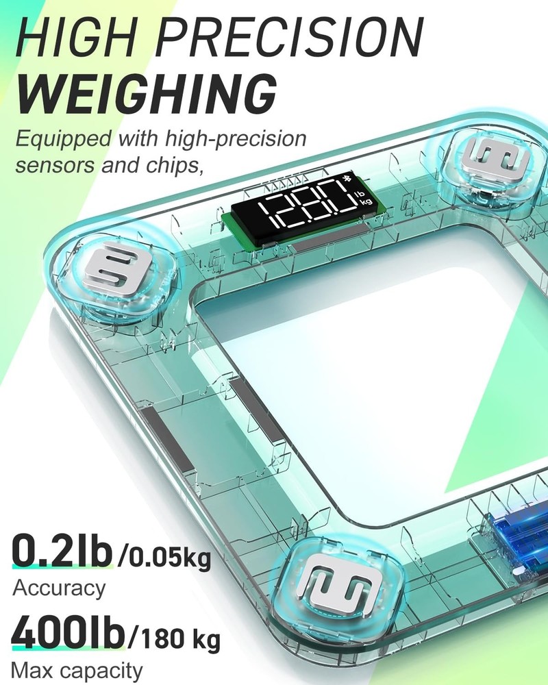 High Accuracy Body Composition Scale with Bluetooth Sync & LED Display - 400 lbs