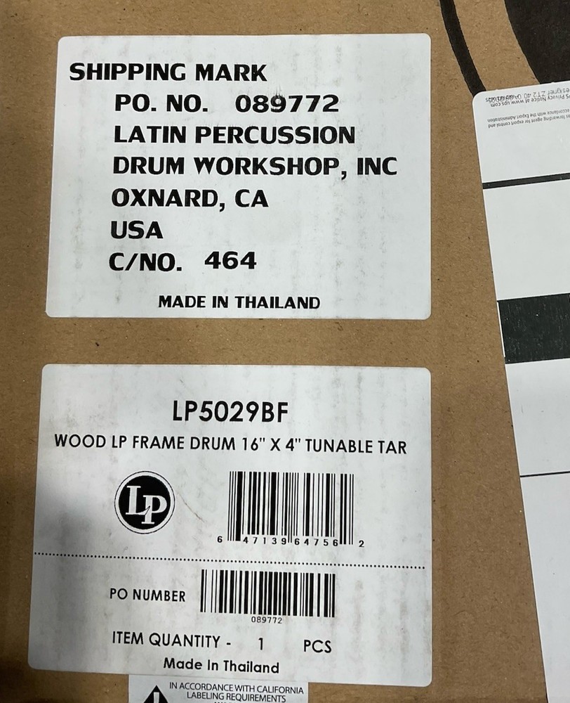 LP Tunable Tar Frame Drum, 16" x 4"
