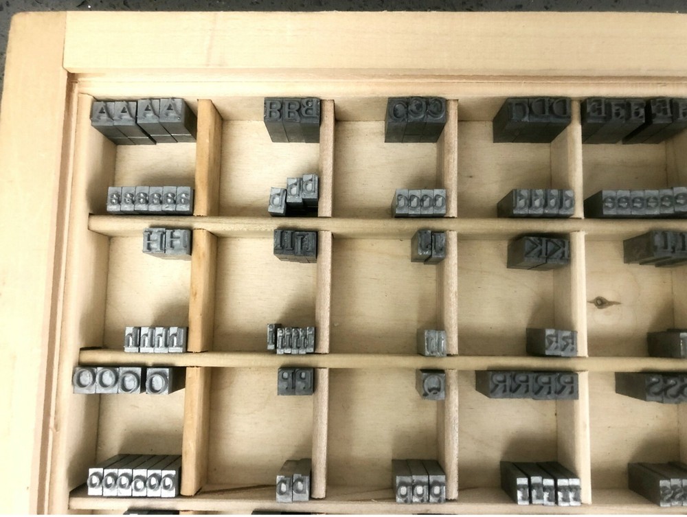 KINGSLEY KWIKPRINT STAMPING MACHINE TYPE LETTER SET numbers upper-lower case