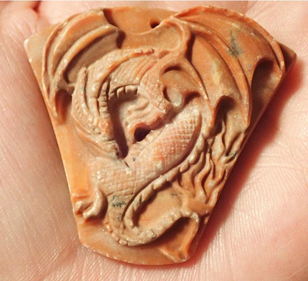 Jasper Carved Dragon Pendant