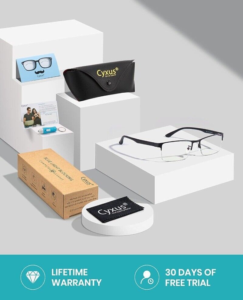 Blue Light Blocking Computer Glasses Semi Rim Crystal Lens UV Blocking Gaming US