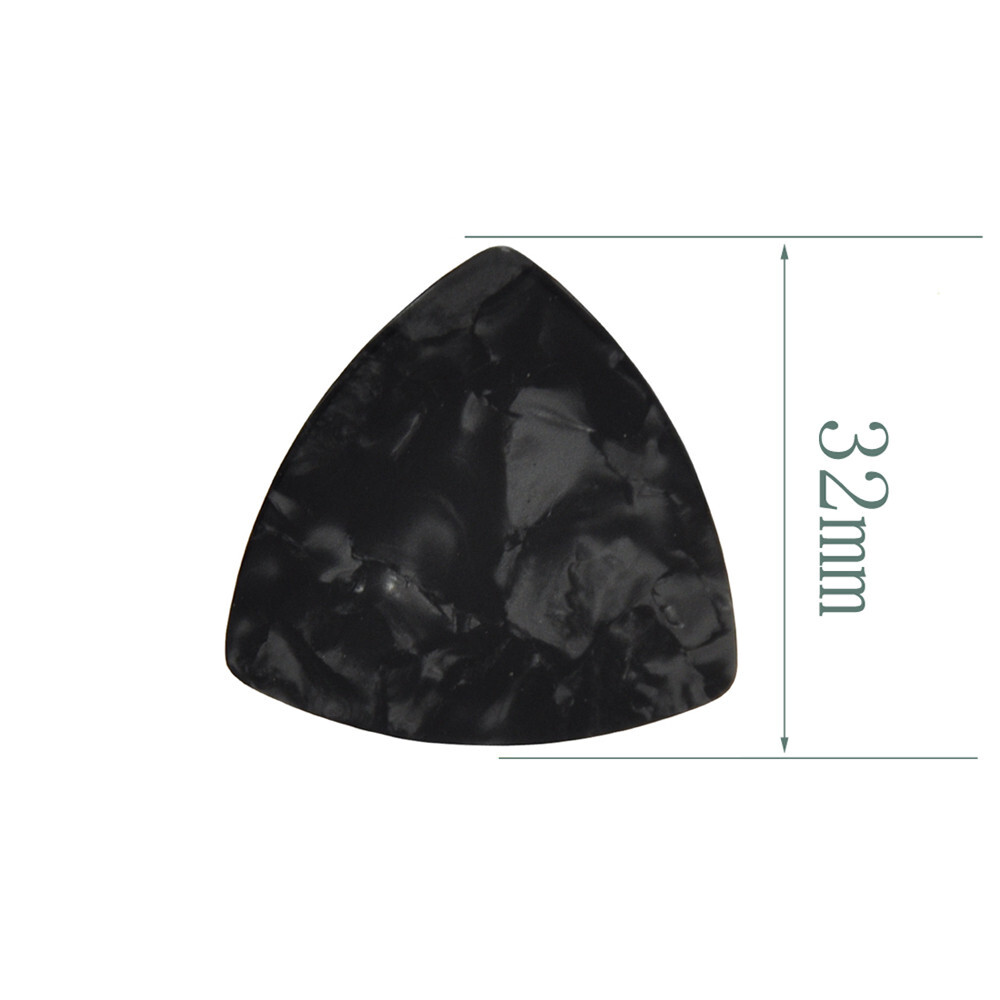 100pcs Pearl Black Rounded Triangle Medium 0.71mm Celluloid Guitar Picks