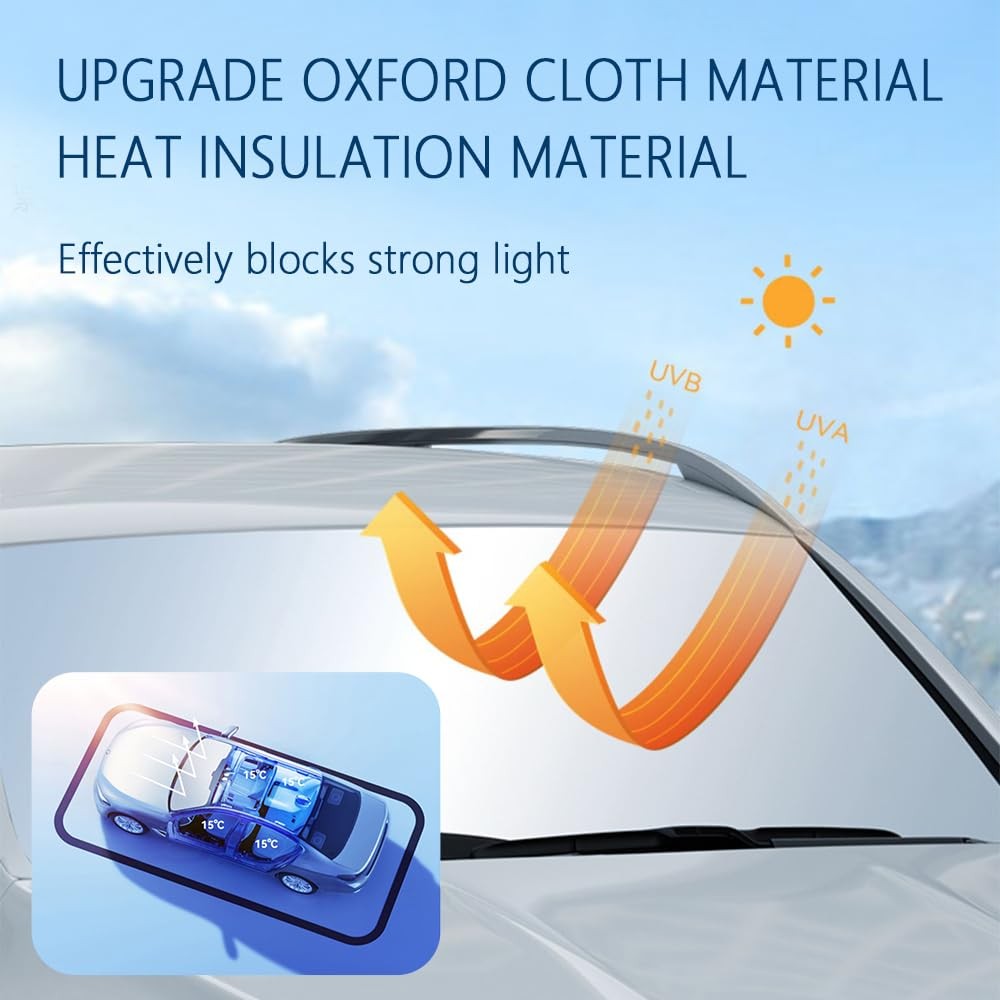 300T Thickened Sunshade for Car Windshield,Windshield Sun Shade for Blocking 99%
