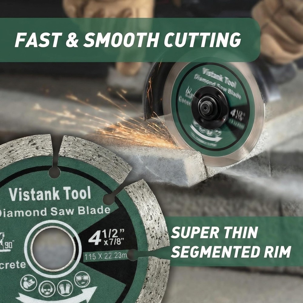 4.5" (115mm/4 1/2") Diamond Blade for Angle Grinder, 2-Pack Segmented Concret...