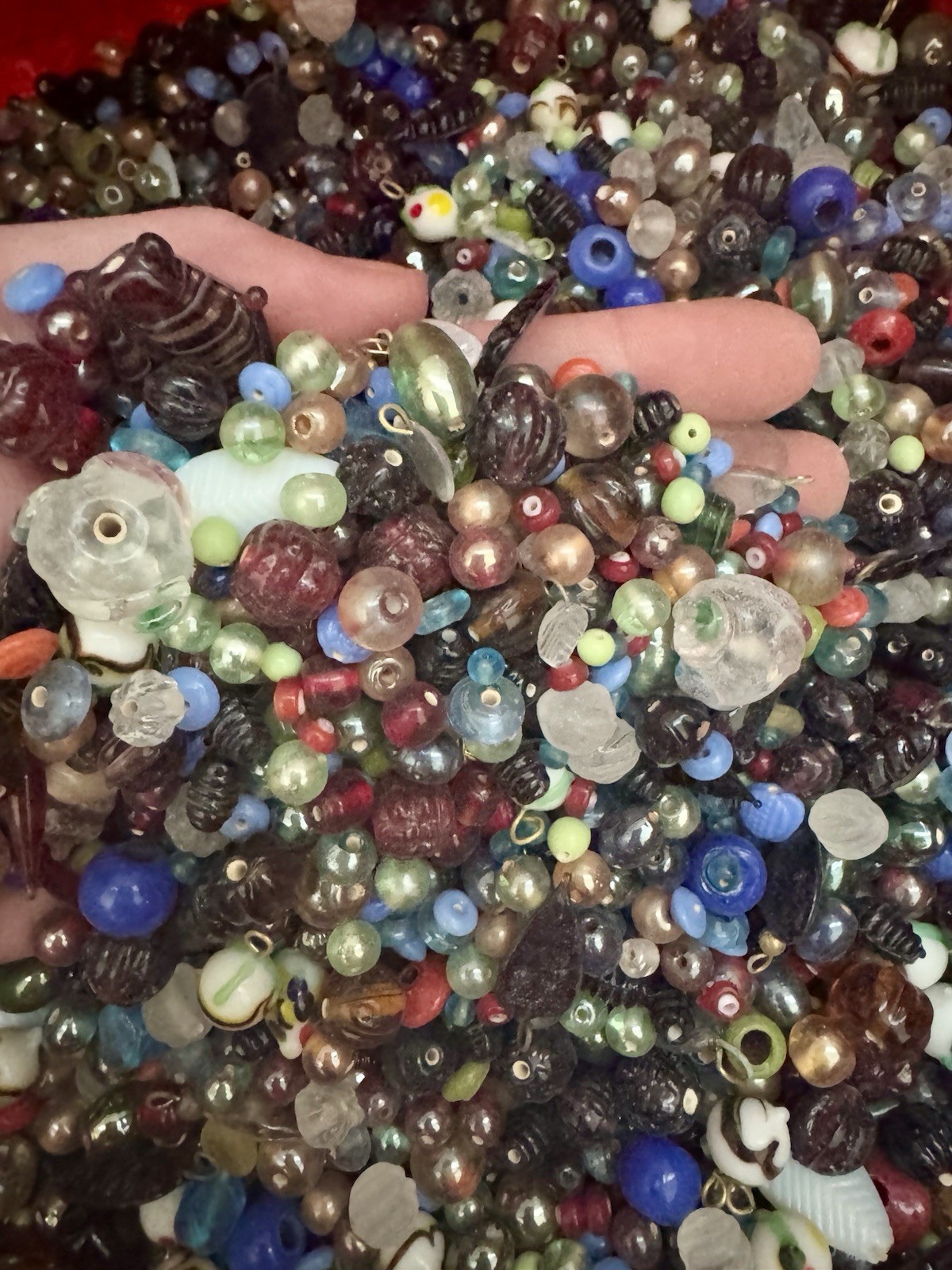 No. 2 EVERYTHING Mix 2 lb. Vintage Indian Glass Beads Lot Crafts Jewelry 800+