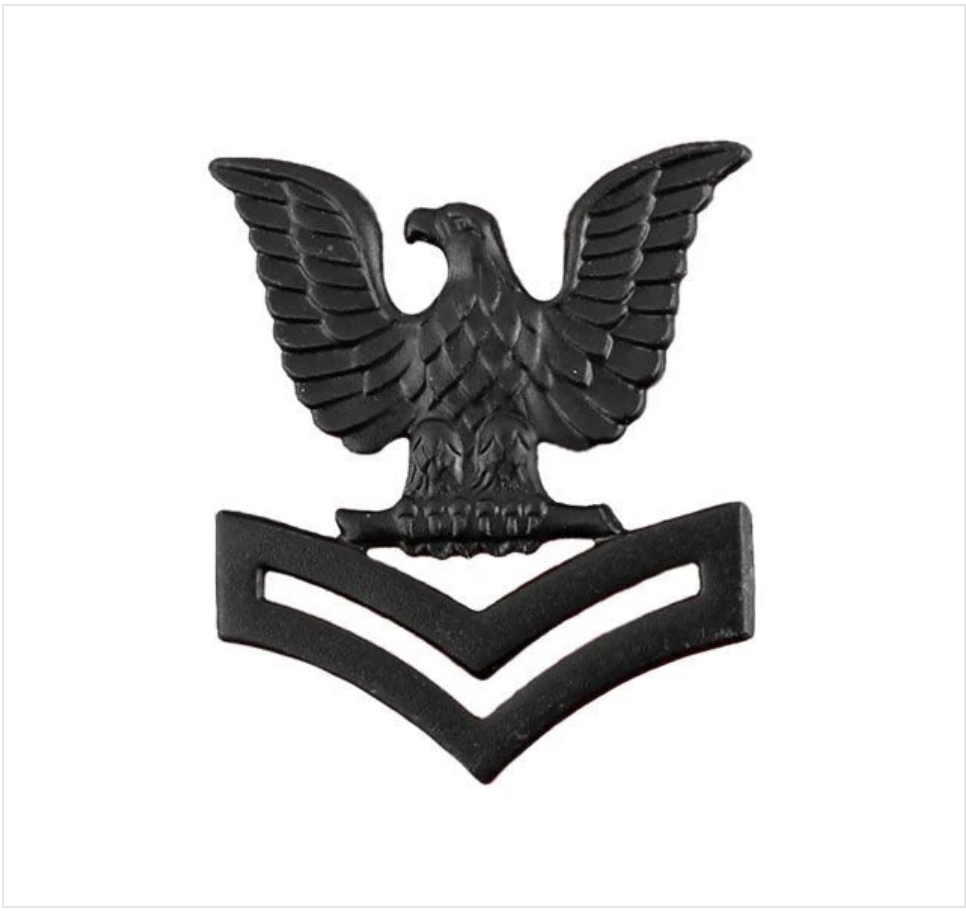 GENUINE U.S. NAVY CAP DEVICE: E5 PETTY OFFICER SECOND CLASS - BLACK METAL