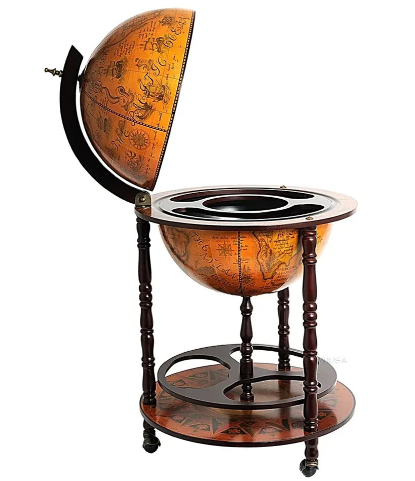 Globe Hidden Home Pub Hide A Bar 37" Old World Style Nautical Furniture New