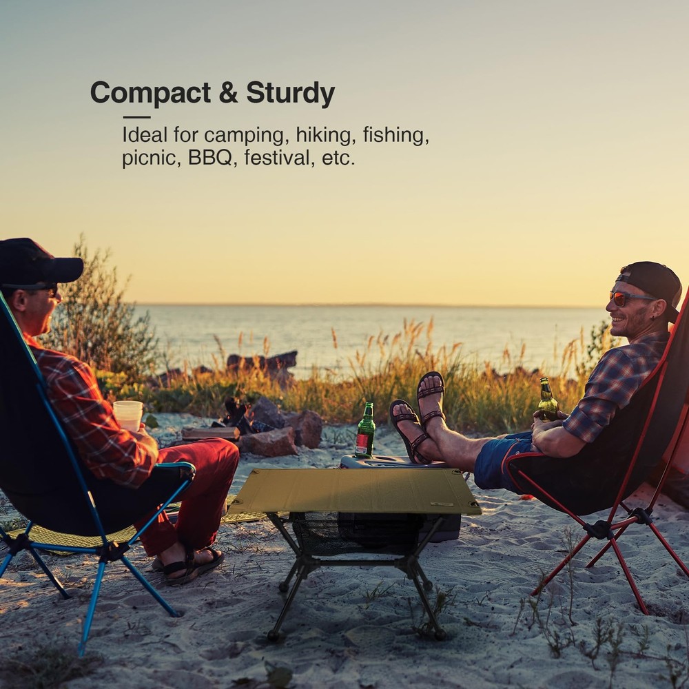 Dipper Camping Table, Lightweight Portable Folding Table with Mesh Storage Ne...
