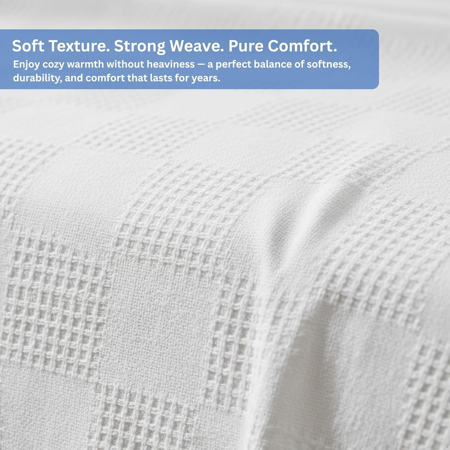 Hospital Thermal Blanket Throw Snag Free | 100% Cotton | Twin 66" x 90" | White