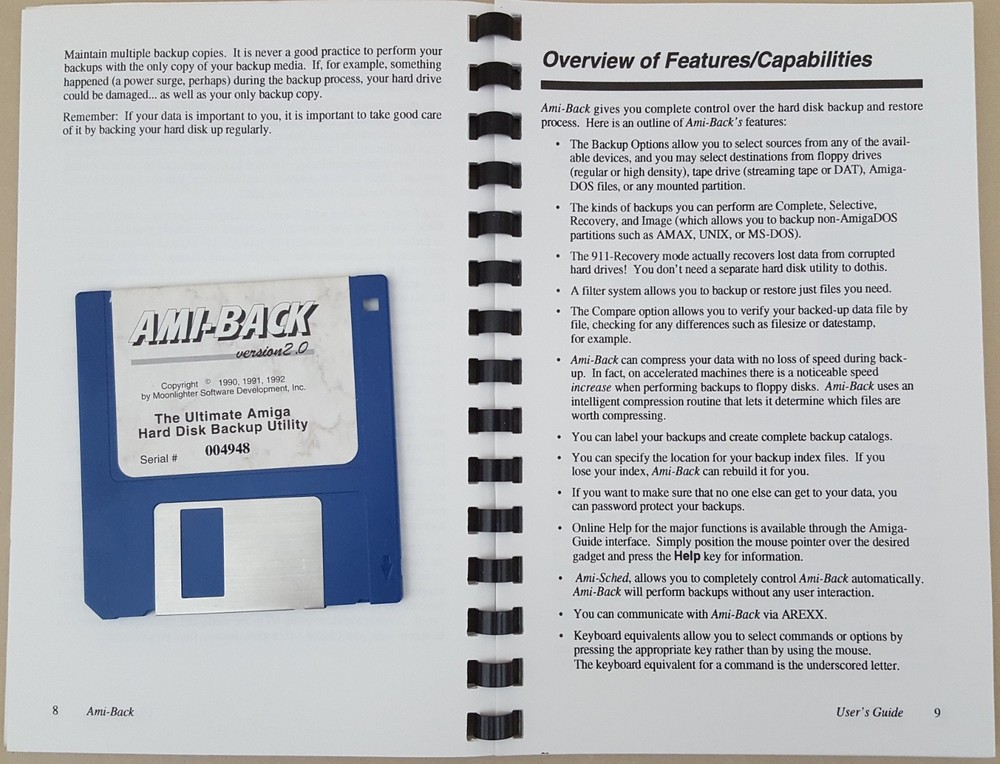 AMI-BACK v2.0f - Ultimate Hard Disk Backup Utility ©1992 for Commodore Amiga