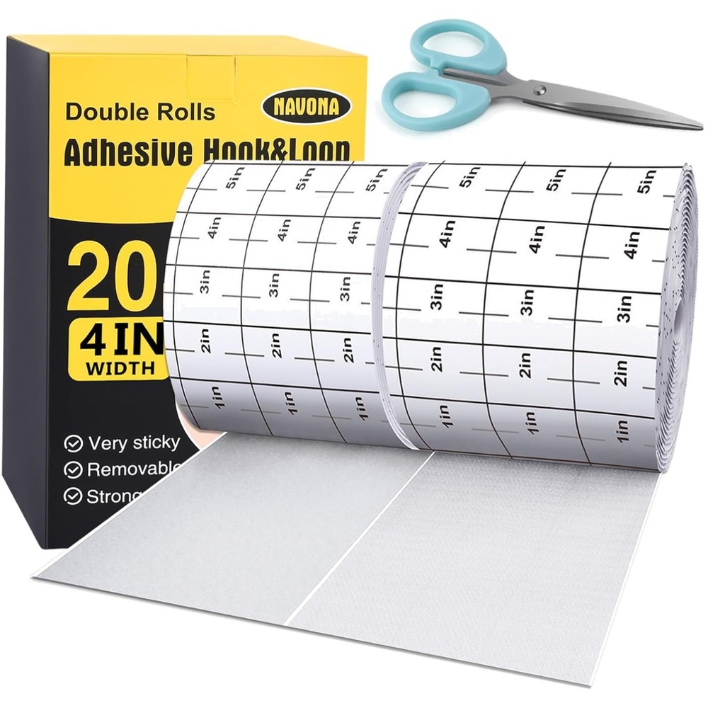 20Ft x 4 Inch Nylon Hook and Loop Tape - Strong Adhesion for Any Surface