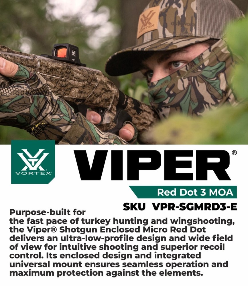 Vortex Optics Viper SG Enclosed Micro Red Dot Sights, 3 MOA Red Dot w/Free CFHat