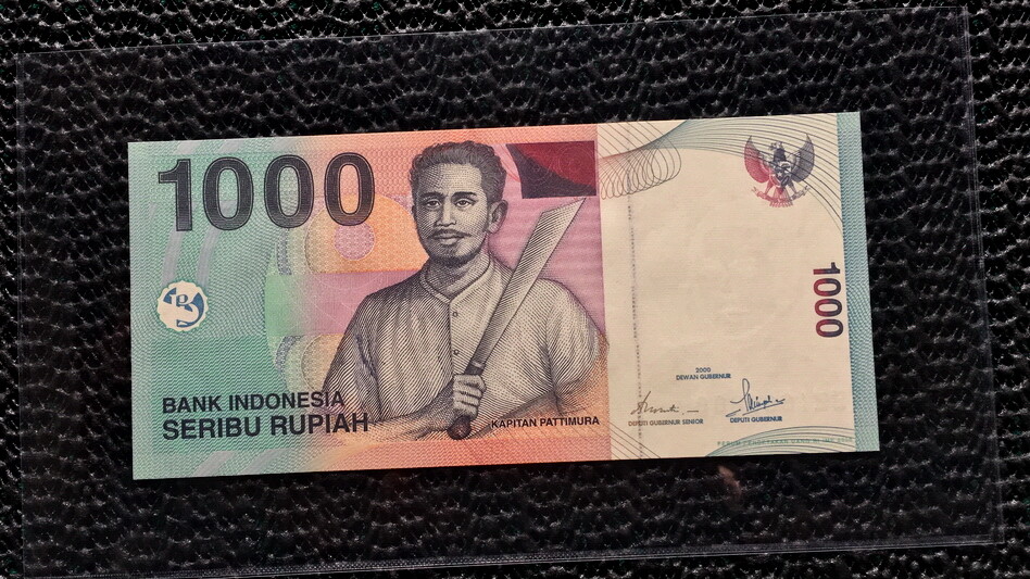 INDONESIA 2000 1000 RUPIAH SOLID NUMBER 8 BZI P141 UNC