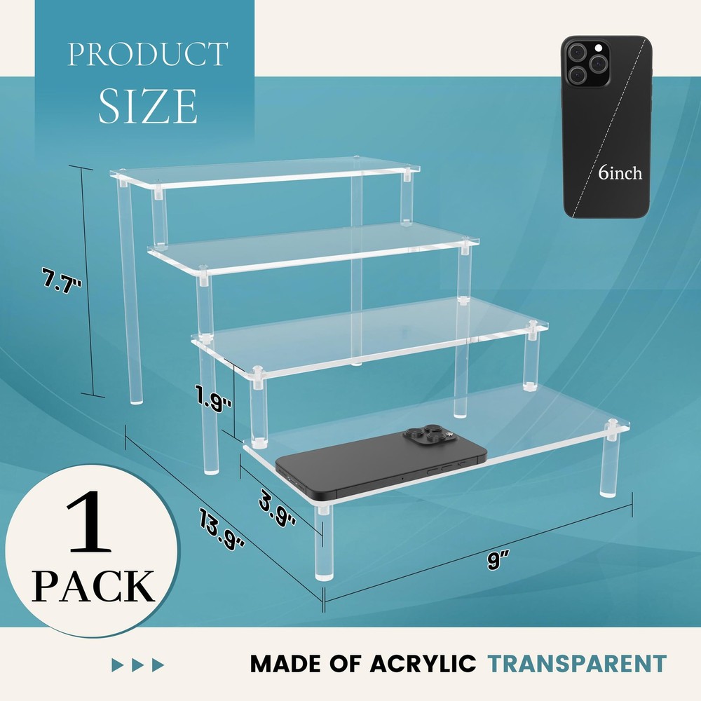 Acrylic Risers for Display 1 Pack 4 Tier Acrylic Display Risers Perfume Stand, C
