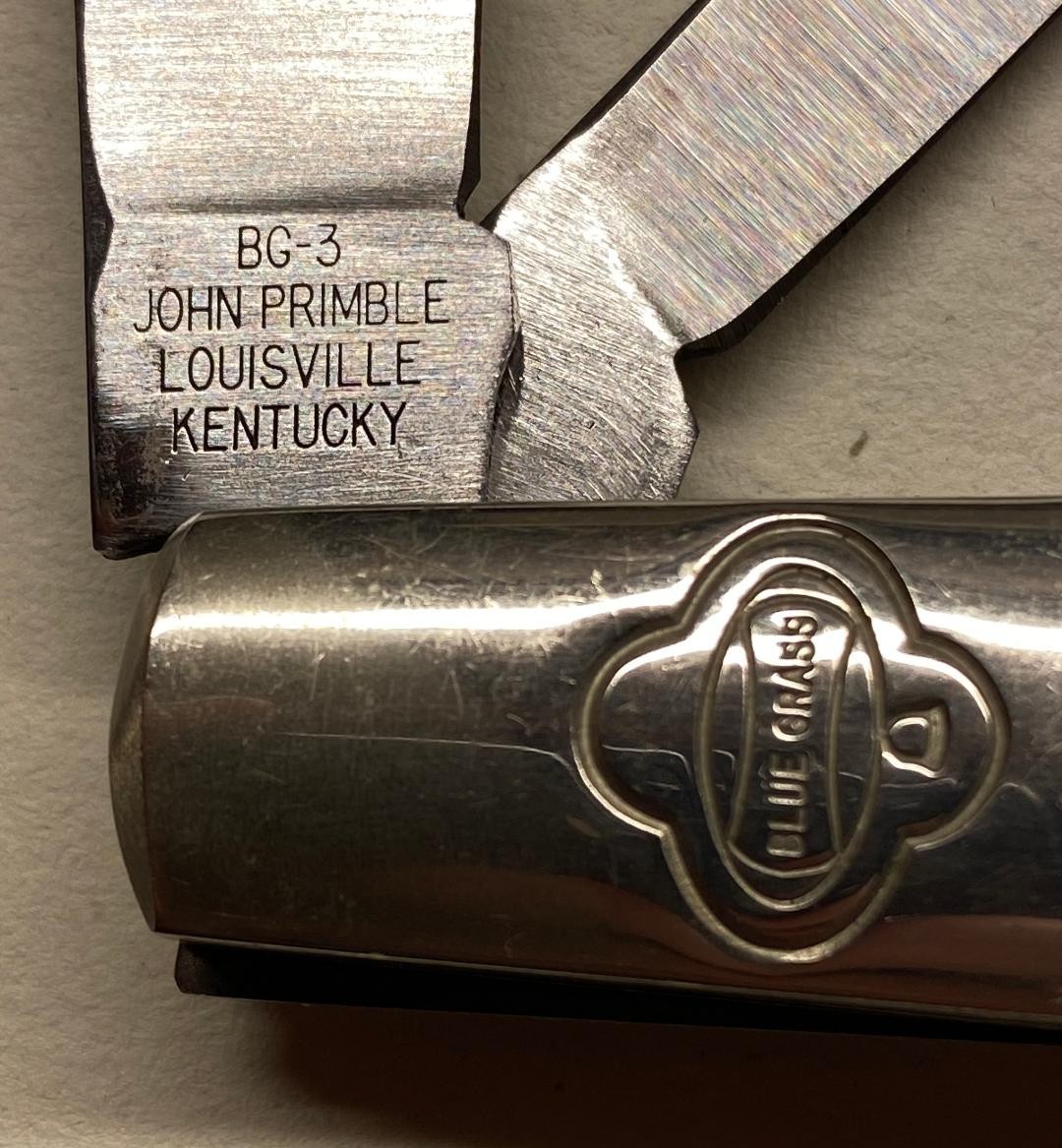 JOHN PRIMBLE BLUE GRASS BG-3 0862 BELKNAP BARLOW POCKETKNIFE