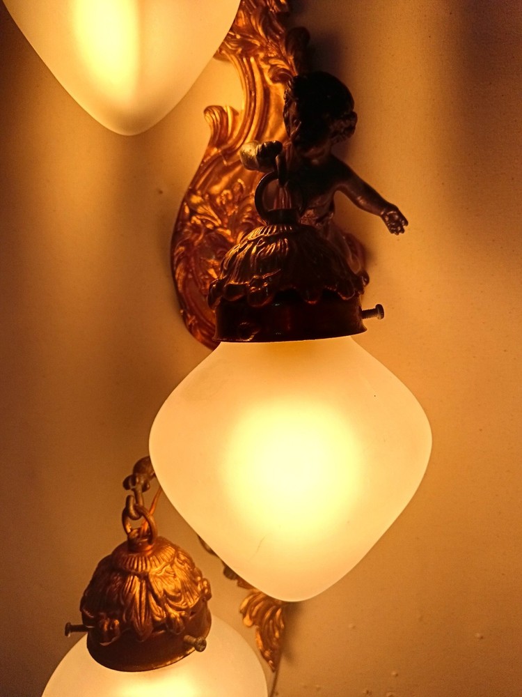 Wall light, Large palace sconce, Putti, Cupids, Rococo, Victorian Baroque