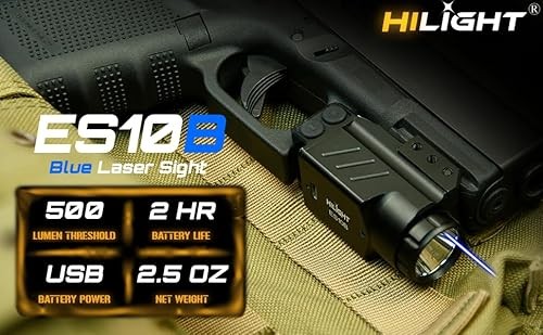 500 Lumens Tactical Flashlight Laser Light Combo for Glock 9mm with Strobe Funct