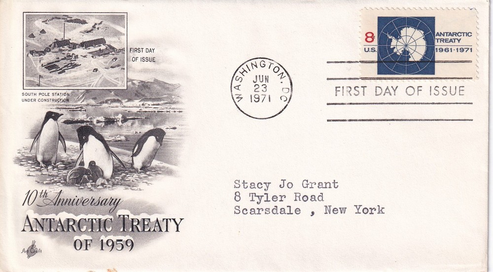 STAMP US SCOTT 1431 "Antarctic Treaty Emblem" 8 CENT 1971 FDC - A