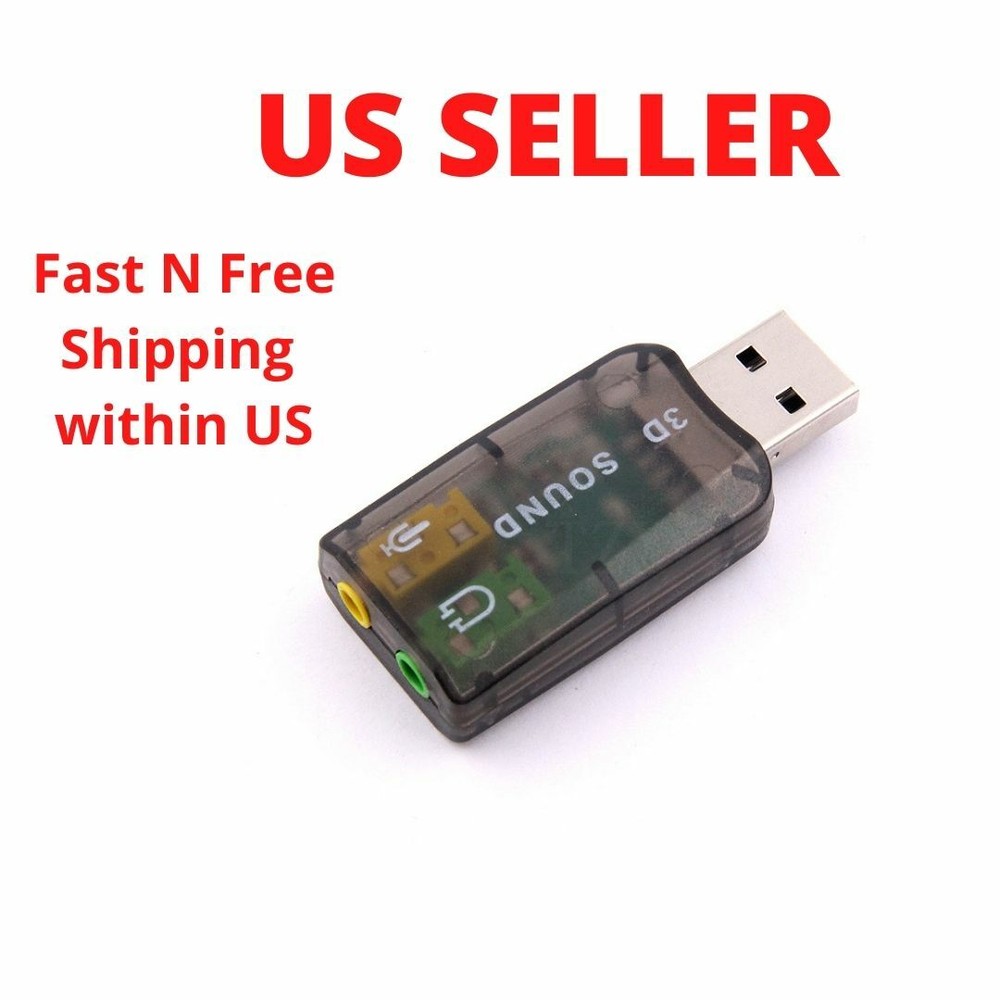 2 Pcs USB 3D Sound Card, 5.1 USB External Stereo