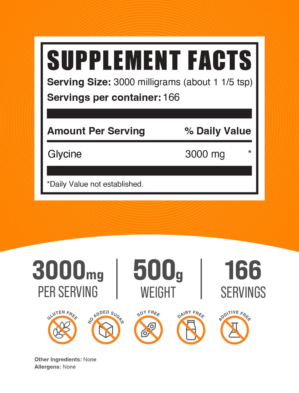 BulkSupplements Glycine Powder - Build Lean Muscle - 3000 mg Per Serving