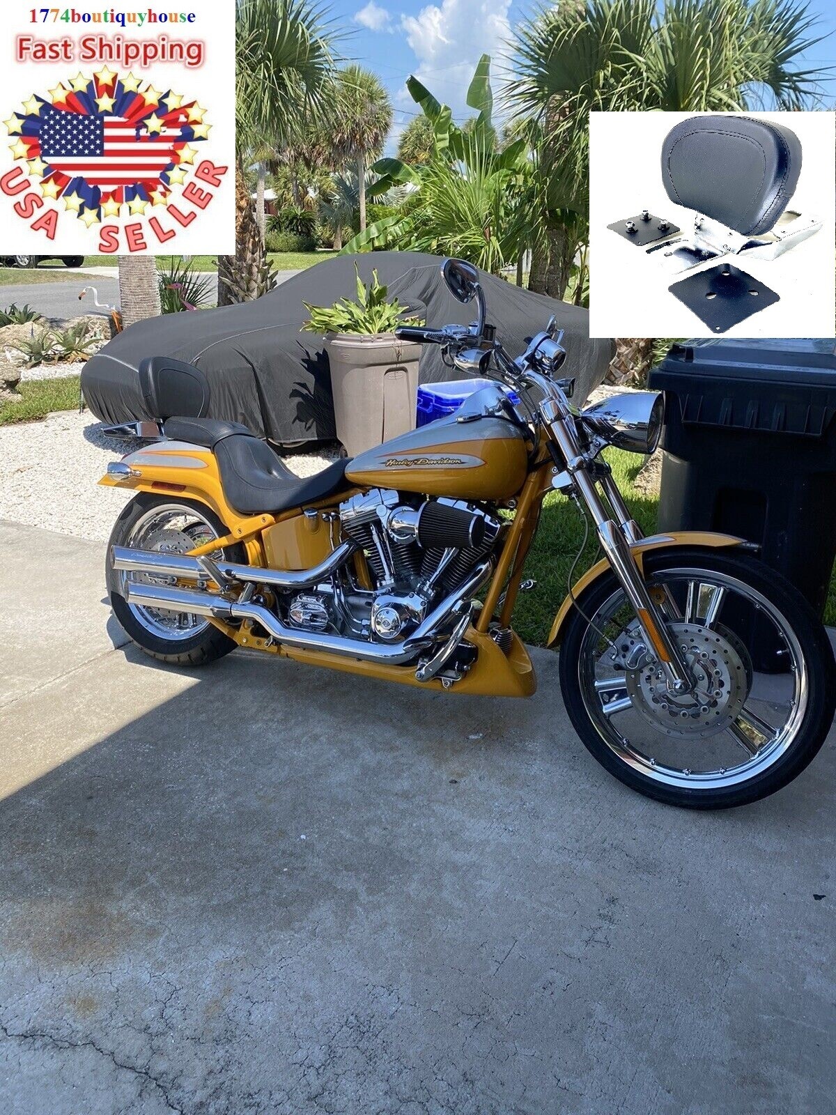 NEW Tall Backrest SISSY BAR LUGGAGE RACK Harley Softail Deuce 00-2007 51114-02HD