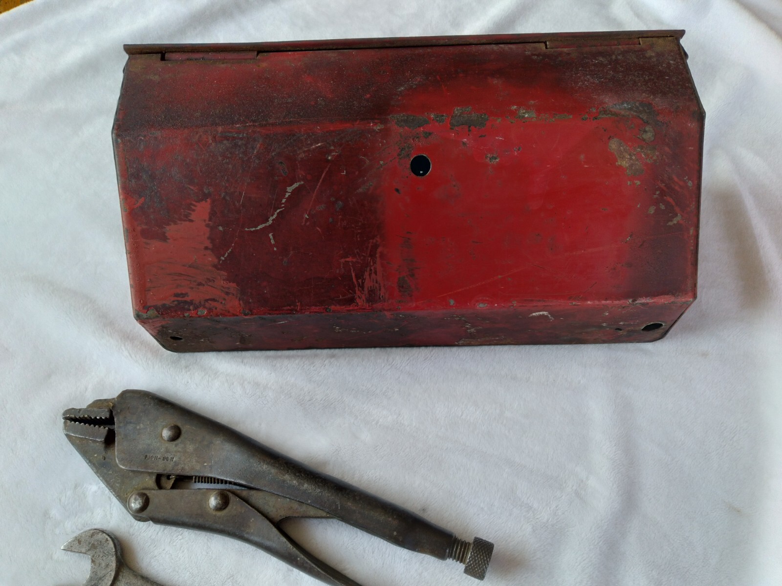 Vintage Tractor Toolbox with Tools Rich-Con Drop Forged Red