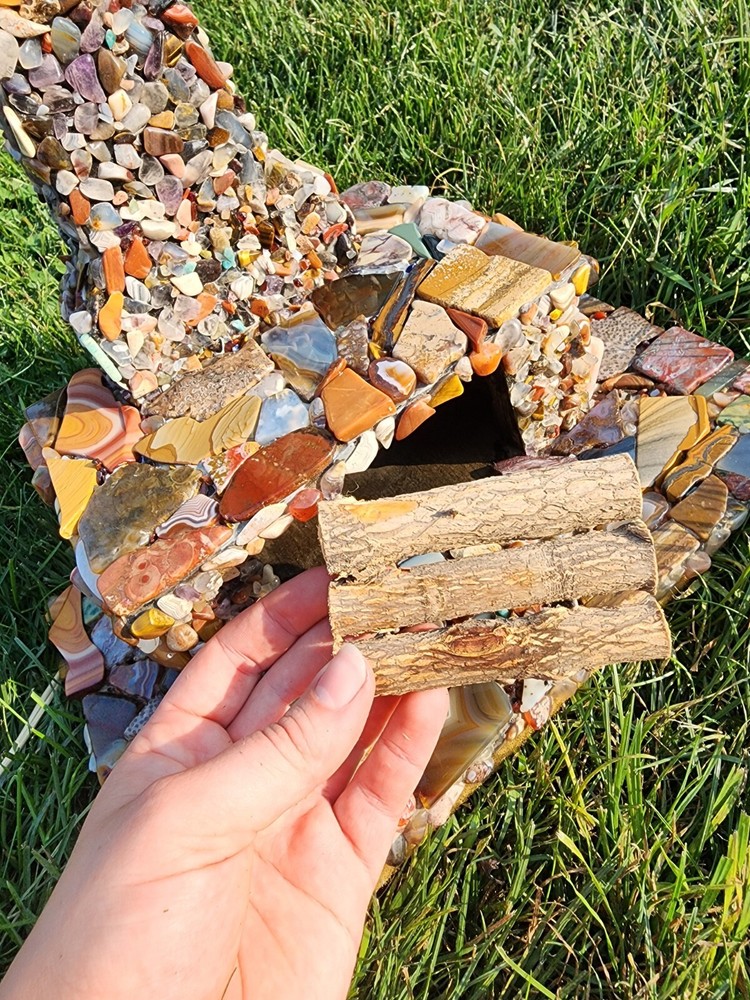 Gorgeous Agate Covered Mini Fireplace And Mantle