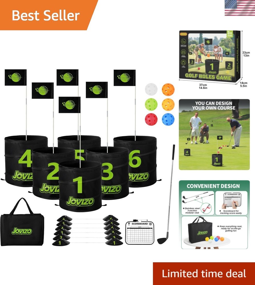 Backyard Golf Game Set, 6 Hole Portable Golf Yard Game with Flags, Balls, Clu...