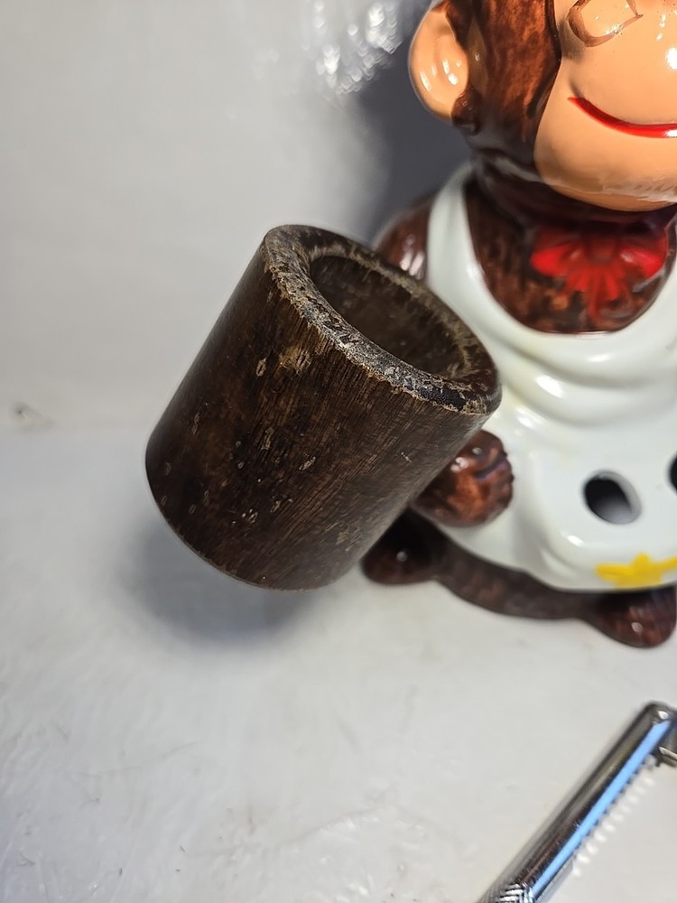 Vintage McCrory Ceramic Monkey Nut Cracker Mallet Pick Set Earthenware 7.5"