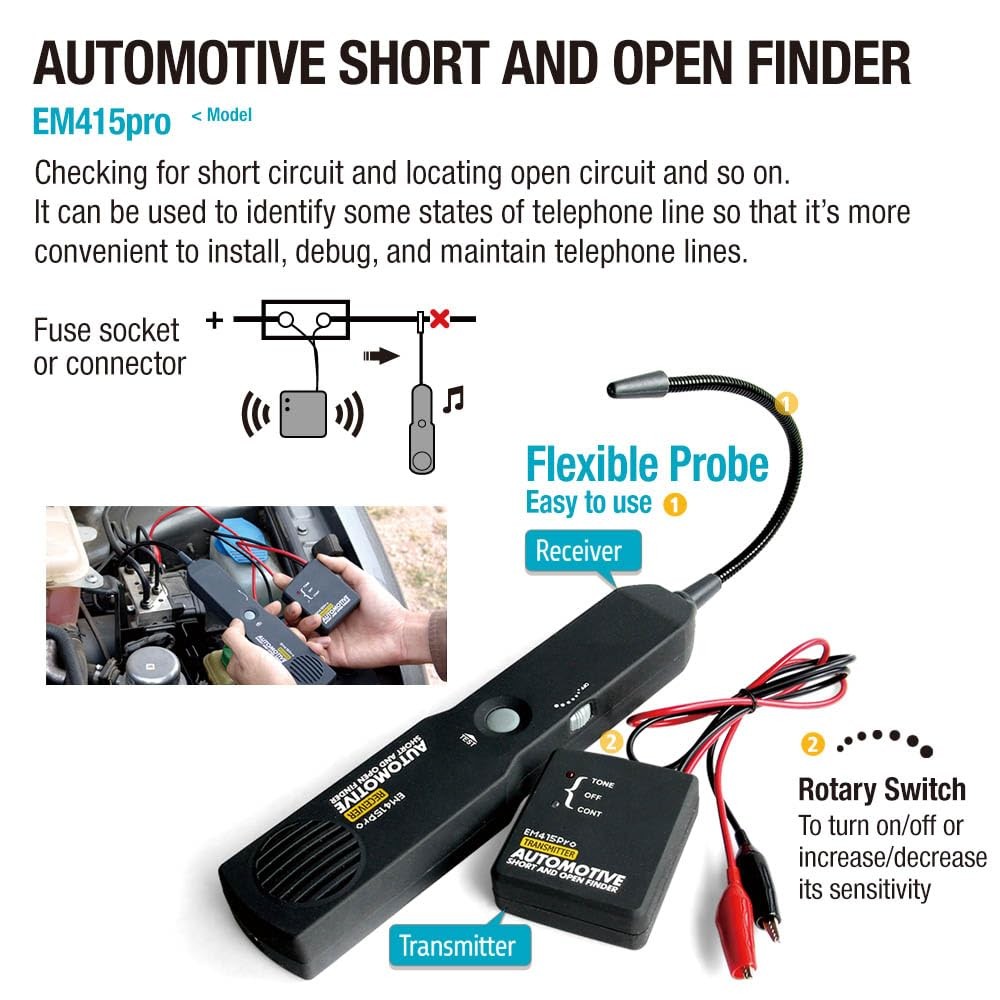 allsun em415Pro Cable Tracker Electrical, Auto Circuit Tester,Short Black