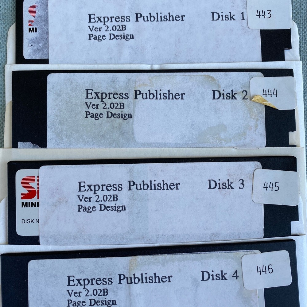 Vintage Computer 5.25” Floppy Software Express Publisher v2.02b Page Design Disk