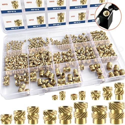 400Pcs Threaded Inserts, M2 M2.5 M3 M4 M5 M6 Threaded Inserts Kit (400Pcs)