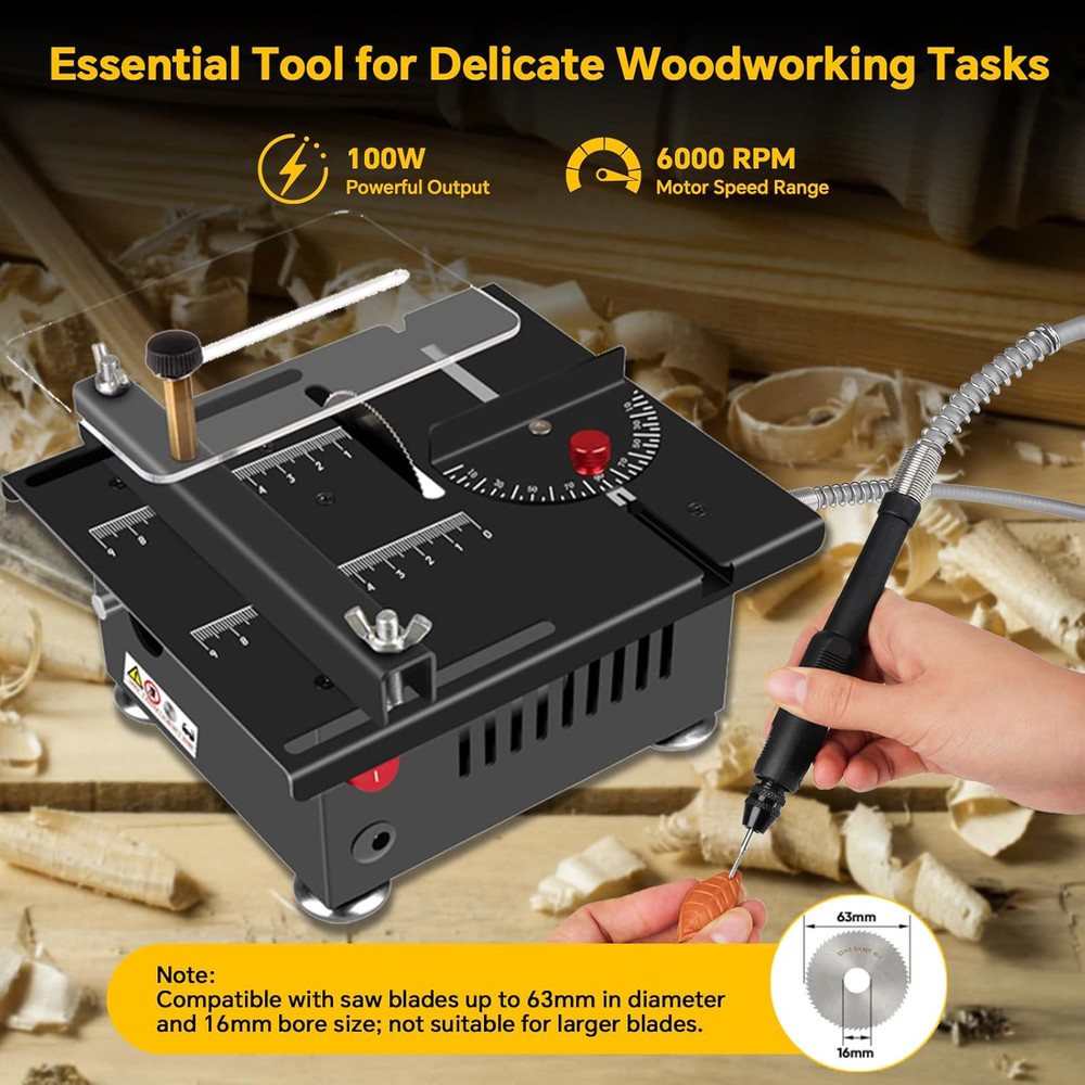Pro Mini Table Saw Kit - Multi-Functional Wood Cutting with Accessories
