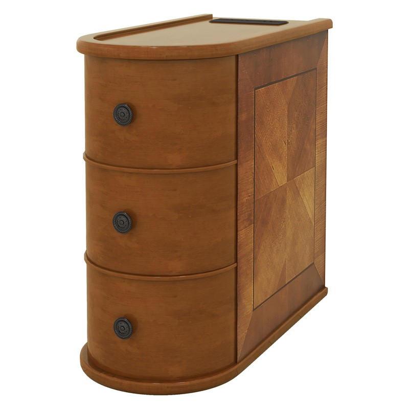 End Table with Charging Station Mid-Century Modern Sofa Side Table with 3 Drawer