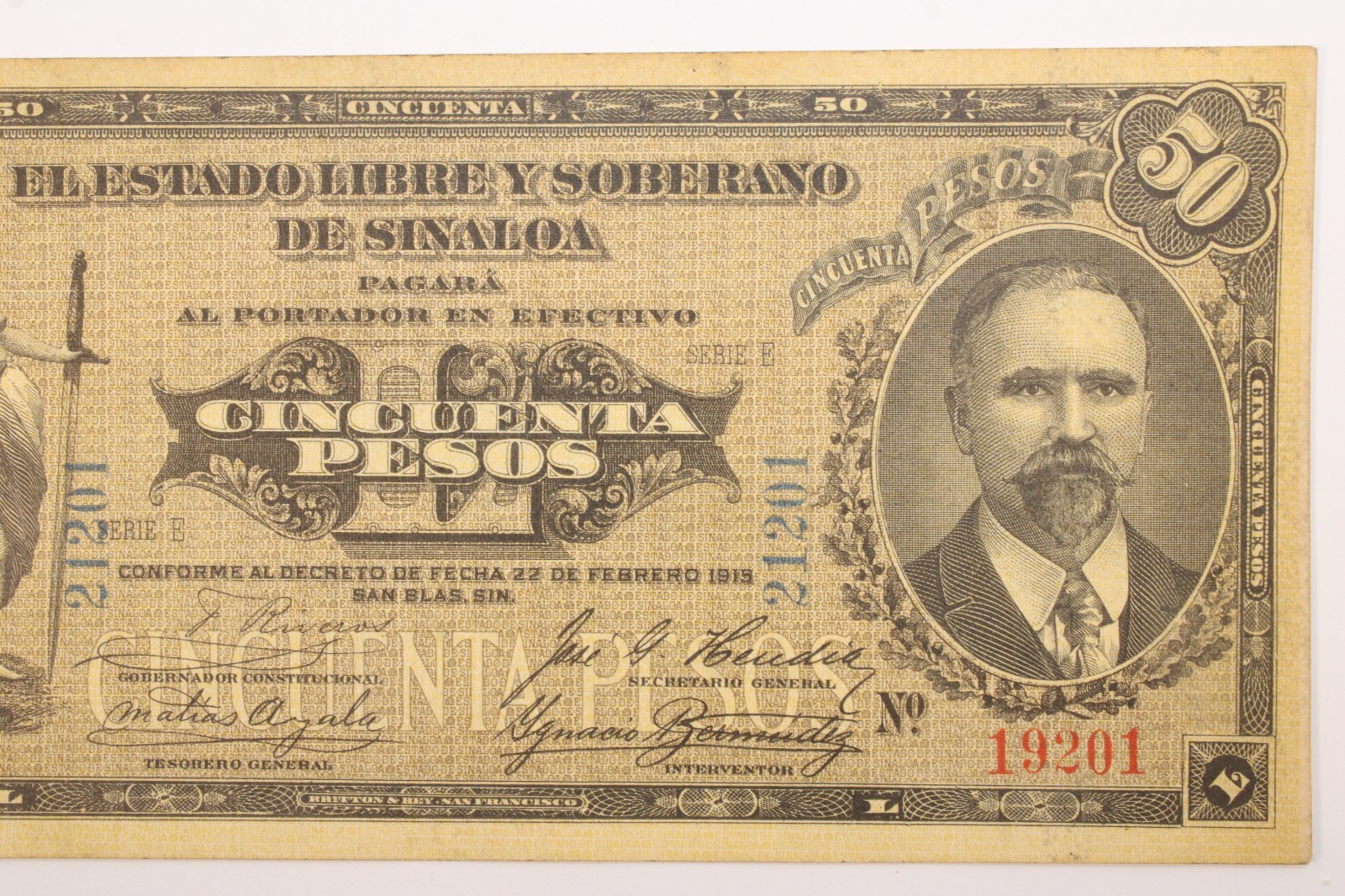 Mexico, 50 Pesos, Estado de Sinaloa, 1915 # 0424