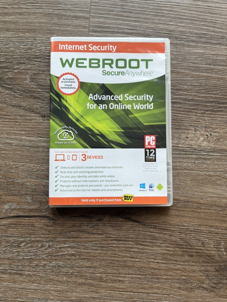 Webroot Secure Anywhere Advanced Internet Security DISC + BOX Only