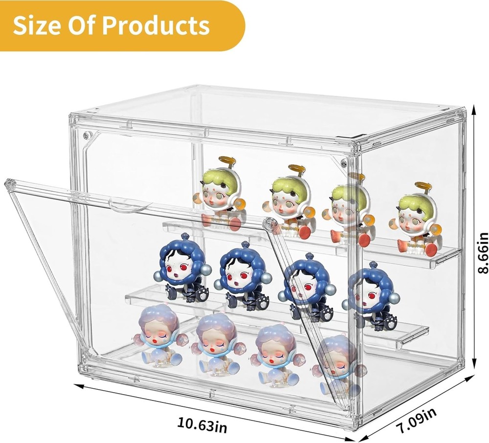 Acrylic Display Case,3 Layer Clear Display Case Adjustable Display Box Stand ...