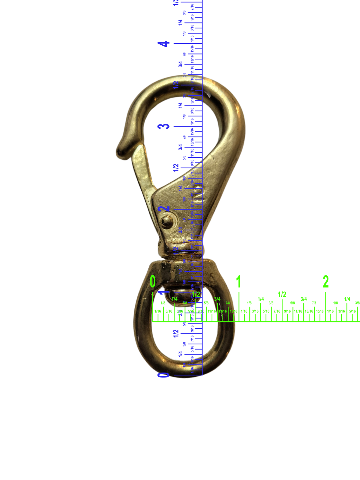 3 3/4" Brass wide open clasp/hook with 3/4 swivel eye. fast connect lead ropes.