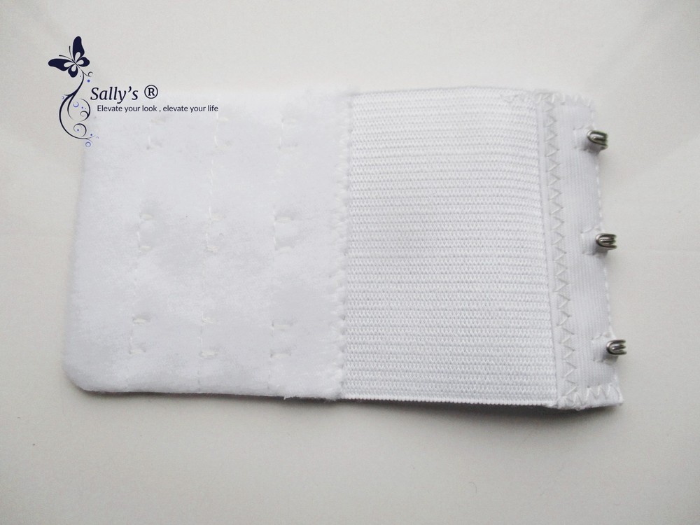 WHITE ELASTICATED SALLY’S ® BRA EXTENDER - 3 HOOK 3 POSITIONS (SS) - 2 PACK