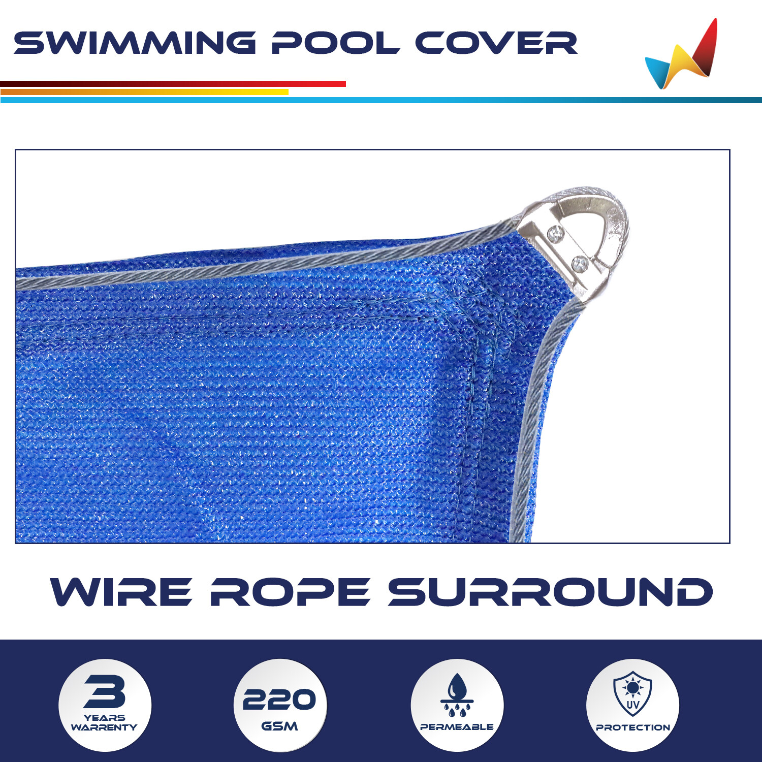 Winter Pool Cover Rectangle Heavy Duty Safety Inground Swimming Pool Cover Blue