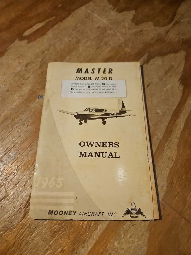 1965 Mooney Master Model M20D Owners  Manual