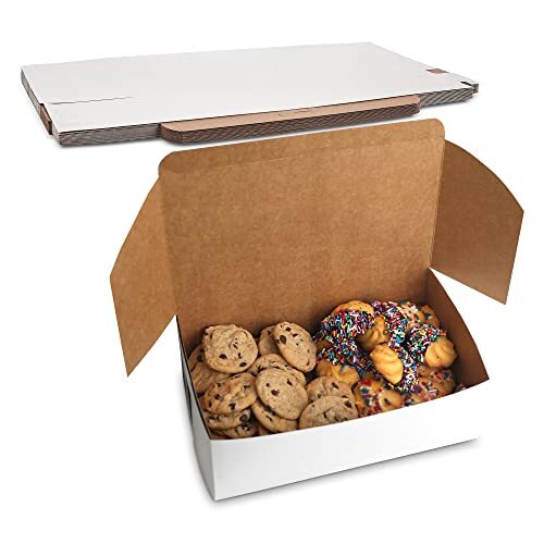 Cookie Boxes - 10" x 6" x 3 5" (15 Pieces) White Bakery Boxes No-Window -