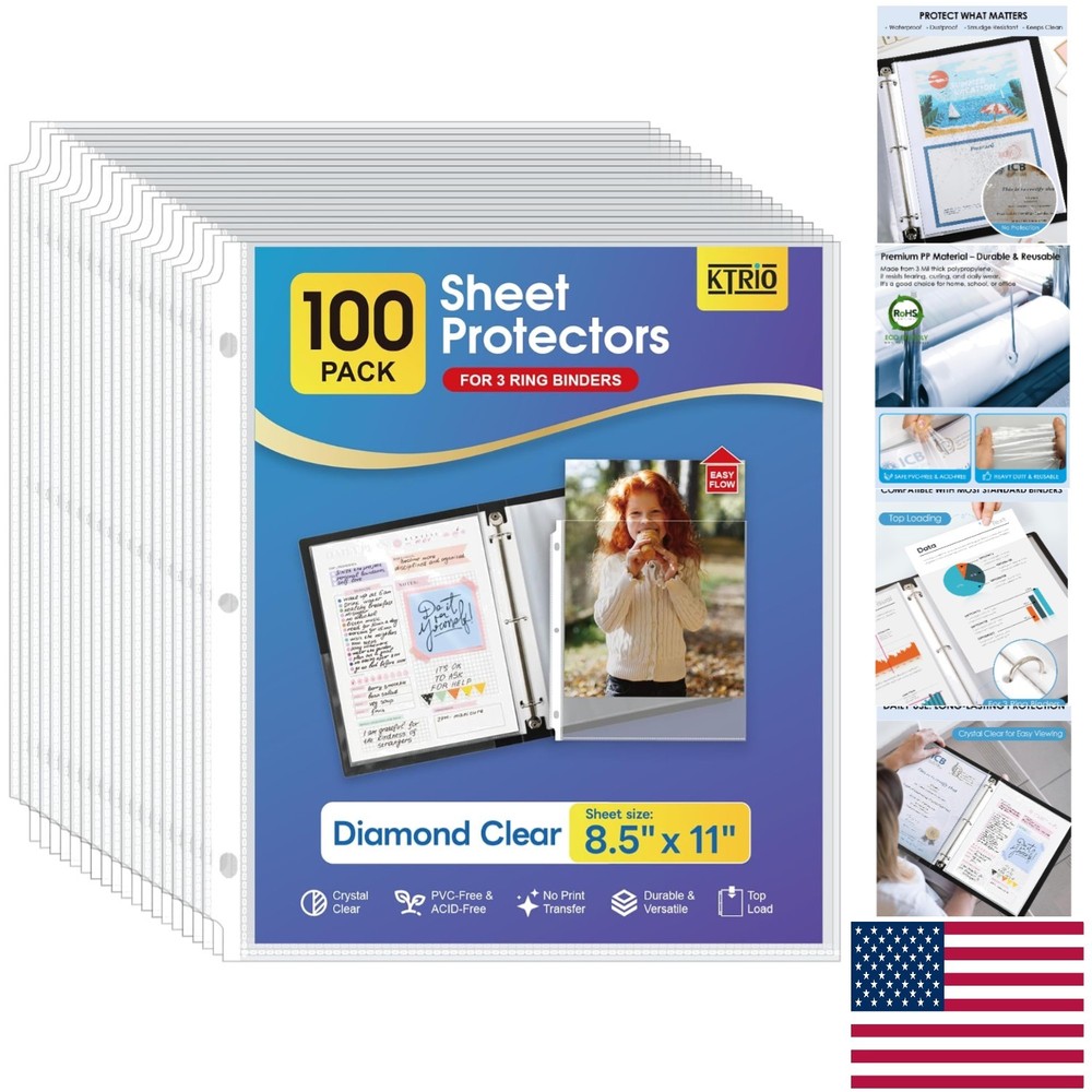 Crystal Clear Document Protectors, 8.5x11 Inch, 100-Pack for Organizing